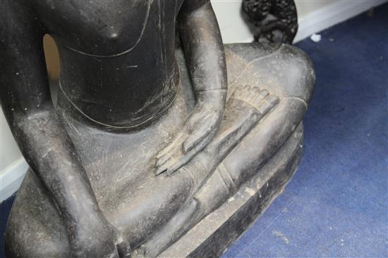 A large Thai bronze seated figure of Buddha, height 107cm